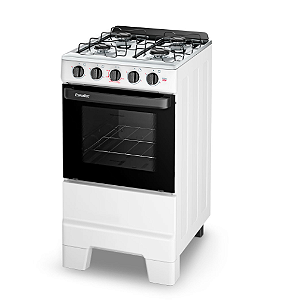 Fogão 4 Bocas Esmaltec Ideal Pop Branco F4ISB - Acendimento Manual, Forno Limpa Fácil, Mesa de Aço I