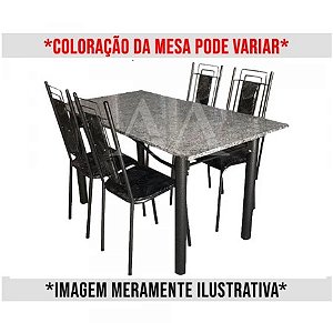 CJ MESA 4C SERRA TUBOS BELGICA NEW GRANITO 115X75 PRIMAVERA PRETO/PRATA PRETO MARTELADO