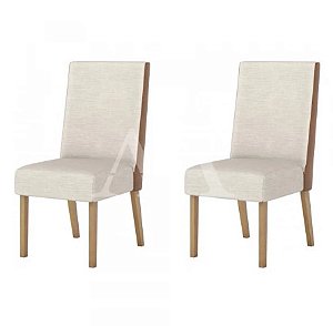 CJ 02 CADEIRAS HENN ANNE TEC/ LINHO NATURE/COURANO