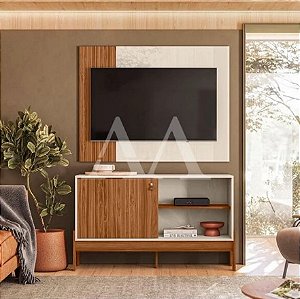 COMBO RACK PAINEL MOBLER 1.2 WOOD CINAMOMO MEL/OFF WHITE
