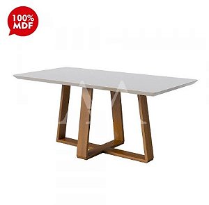 MESA IMCAL WOOD 1.8 C/ VIDRO RETANGULAR OFF WHITE/NATURE