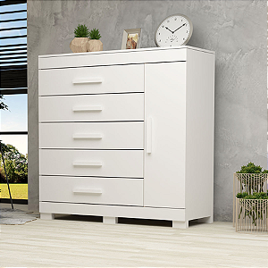 Cômoda Alissa, com Sapateira, 5 gavetas, estrutura em 100% ...