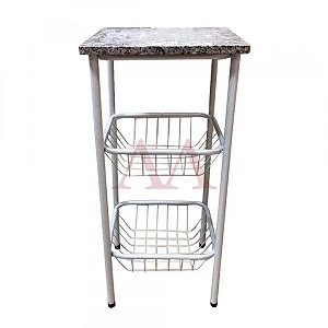 FRUTEIRA SERRA TUBOS 90CM C/GRANITO 2 CESTAS BRANCO MARTELADO