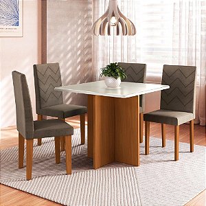 CJ MESA 4C INDEKES SANTIAGO 90X90 TAMPO VALDIVIA C/VDO CAD. AGATA FREIJO/OFF/CACAU