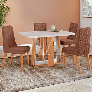 CJ MESA 4C LOPAS SINTONIA TAMPO MAXI CAD LUAR 120X80 C/VIDRO AVELA/AMENDOA CLEAN/OFF WHITE