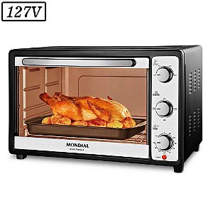FORNO ELETRICO MONDIAL FRN-52-B GRAND FAMILY II 52L 1800W 127V PRETO/INOX