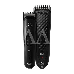 KIT MAQUINA CORTAR CABELO GAMA T747 BLACK TITANIUM USB