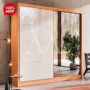 ROUPEIRO 2P CORRER 4G ROBEL STUDIO C/ ESPELHO FREIJO / OFF WHITE