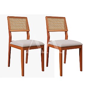 CJ 02 CADEIRAS AGN LARISSA TELA MADEIRA/LINHO