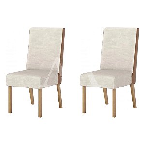 CJ 02 CADEIRAS HENN ANNE TEC/ LINHO NATURE/COURANO