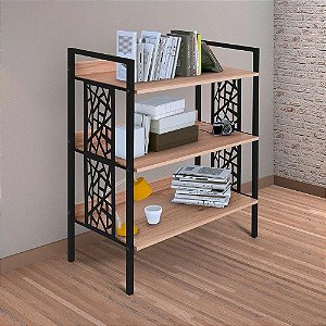 ESTANTE CIPLAFE BETA 3 PRATELEIRAS PRETO FOSCO/CARVALHO MONTREAL