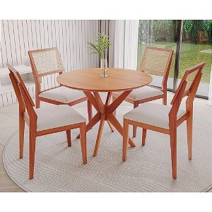 CJ MESA 4C AGN VITORIA REDONDA 90CM TAMPO LAMINADO CAD LARISSA MADEIRA