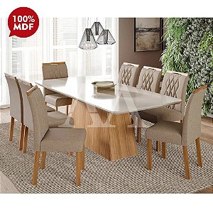 CJ MESA 8C CIMOL HELENA RETANGULAR 210X100 NATURE/OFF WHITE/LINHO BEGE