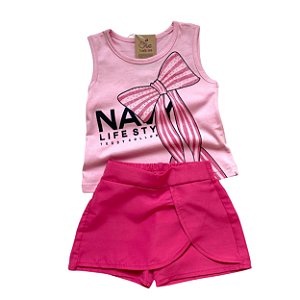 Conjunto Regata e Short Saia Rosa T 2