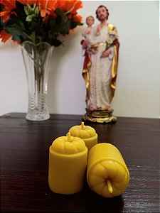 Vela de cera de abelha São José - 3 unidades