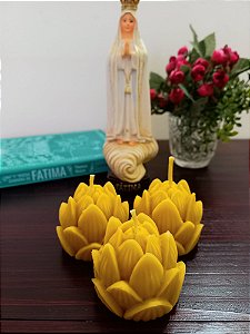 Vela de cera de abelha flor - 3 unidades