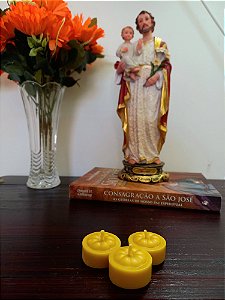 Vela de cera de abelha São José mini - 3 unidades