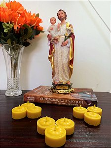 Vela de cera de abelha São José mini - 9 unidades