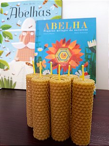 Vela de cera de abelha alveolada P - 6 unidades