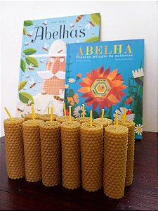 Vela de cera de abelha alveolada P - 12 unidades