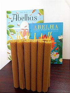 Vela de cera de abelha alveolada G - 12 unidades