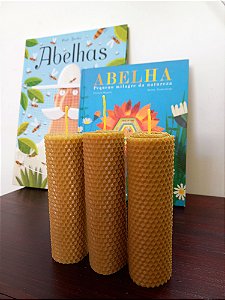 Vela de cera de abelha alveolada modelo 7 dias - 3 unidades