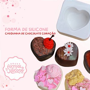 Forma de Silicone Casquinha de Chocolate Coração