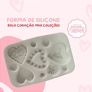 Forma de Silicone Bolo Coração Mini Coleções