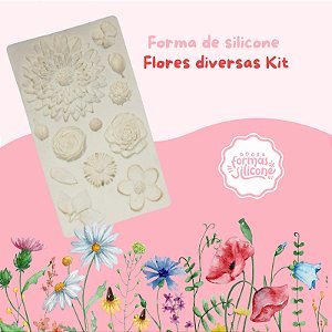 Forma de Silicone Flores Diversas Kit
