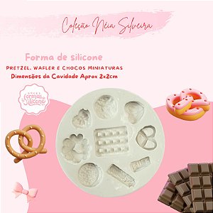 Molde de Silicone Pretzel, Waffle e Chocos Miniatura