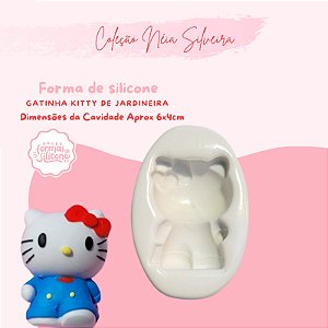 Molde de Silicone Gatinha Kitty de Jardineira