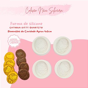 Molde de Silicone Gatinha Kitty Quarteto