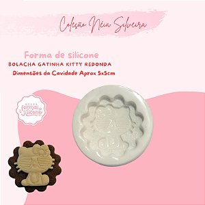 Molde de Silicone Bolacha Gatinha Kitty Redonda
