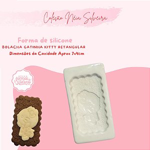 Molde de Silicone Bolacha Gatinha Kitty Retangular