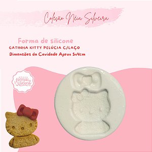 Molde de Silicone Gatinha Kitty Pelúcia C/Laço