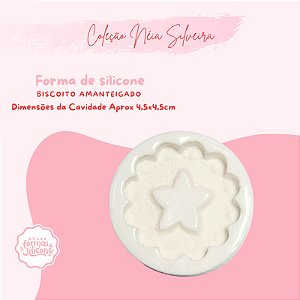 Molde de Silicone Biscoito Amanteigado Estrela Redondo