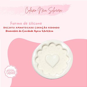 Molde de Silicone Biscoito Amanteigado Coração Redondo
