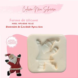 Molde de Silicone Noel Aplique Feliz