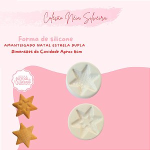 Molde de Silicone Amanteigado Natal Estrela Dupla
