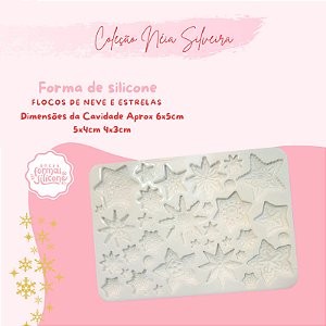Molde de Silicone Flocos de Neves e Estrelas