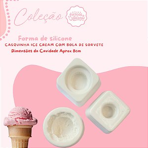 Molde de Silicone Casquinha Ice Cream com bola de Sorvete
