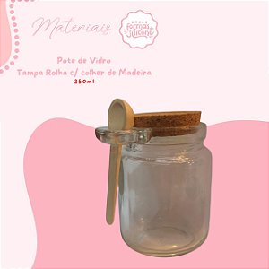 Pote de Vidro Tampa Rolha c/ Colher de Madeira