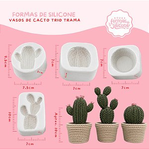 Molde de Silicone Vaso de Cacto Trio Trama