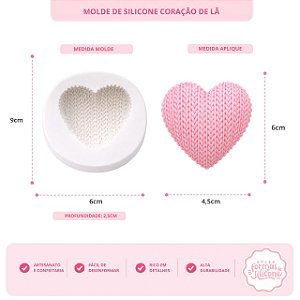 Molde de Silicone Coração Tricô M
