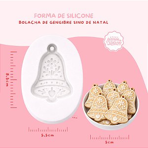 Molde de Silicone Bolacha de Gengibre Sino de Natal
