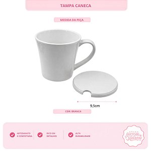 Tampa de Caneca com abertura cor branca 9,5 cm