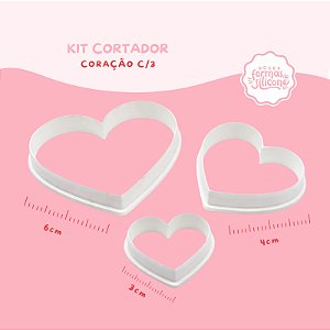 Kit Cortador Coração c/ 3