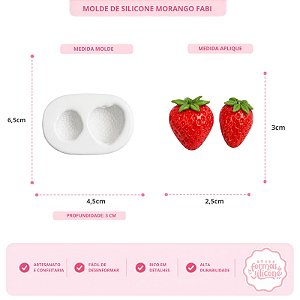 Molde de Silicone Morango Fabi Duplo
