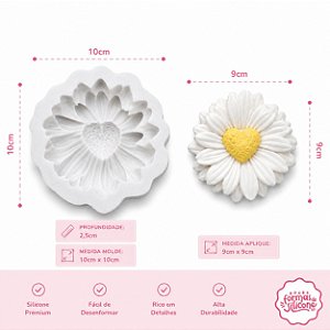 Molde de Silicone Margarida  Miolo Coração G