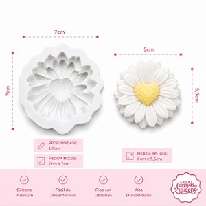 Molde de Silicone Margarida Miolo Coração P